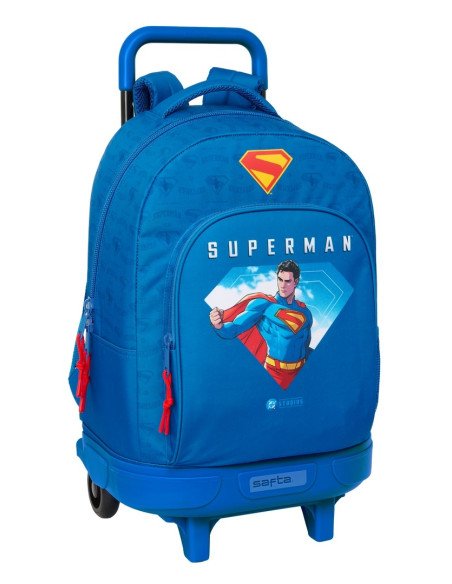 Mochila Grande Con Ruedas Compact Extraible Superman | Reino Escolar: Mochilas y Regalos
