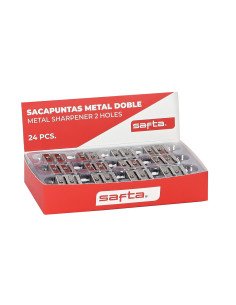Expositor 24 piezas Sacapuntas Metal Doble SAFTA