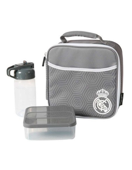 Porta-Alimentos Térmico + Botella + Tupper Gris Real Madrid | Reino Escolar: Mochilas y Regalos