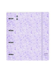 Carpeblock Pp Foam 4 Ani 35Mm con Recambio Safta "Light Purple Flowers" | Reino Escolar: Mochilas y Regalos
