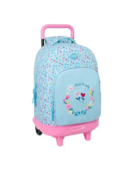 Mochila Grande con Ruedas Compact Ext.Simple Blackfit8 "Petalos"