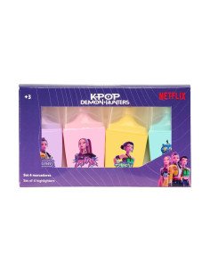 Set 4 Rotuladores Fluorescentes K-Pop Demon Hunters - Stationery | Reino Escolar: Mochilas y Regalos
