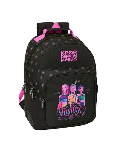 Mochila Doble Adaptable a Carro K-Pop Demon Hunters - Negra | Reino Escolar: Mochilas y Regalos