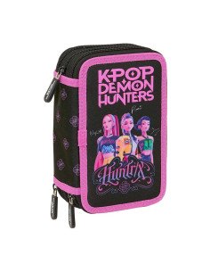 Plumier Triple 37 Pcs K-Pop Demon Hunters - Negra | Reino Escolar: Mochilas y Regalos