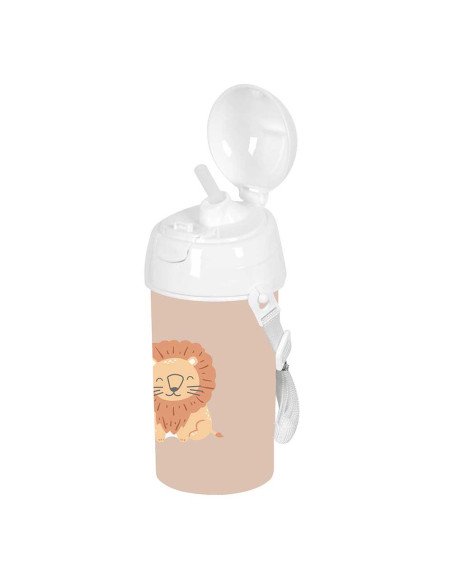 Botella 500ml Apertura Autom. Con Pajita Safta Preescolar "Leon" | Reino Escolar: Mochilas y Regalos