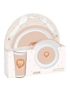 Set De Platos. Cubiertos Y Vaso Safta Preescolar "Leon" | Reino Escolar: Mochilas y Regalos