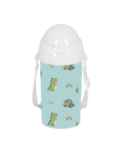 Botella 500ml Apertura Autom. Con Pajita Safta Preescolar "Dinos" | Reino Escolar: Mochilas y Regalos