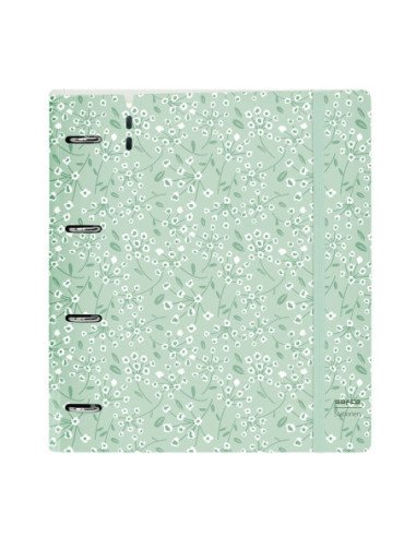 Carpeblock Pp Foam 4 Ani 35Mm con Recambio Safta "Light Green Flowers" | Reino Escolar: Mochilas y Regalos