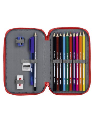 Plumier Doble Pequeñoo 28 Piezas Sporting De Gijon | Reino Escolar: Mochilas y Regalos