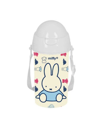 Botella 500ml Apertura Autom. Con Pajita Miffy "Buddy" | Reino Escolar: Mochilas y Regalos