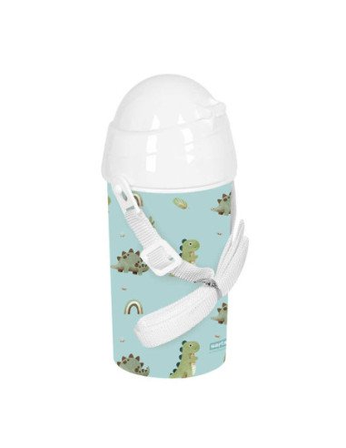 Botella 500ml Apertura Autom. Con Pajita Safta Preescolar "Dinos" | Reino Escolar: Mochilas y Regalos
