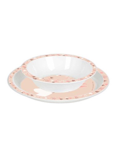 Set de Platos Cubiertos y Vaso SAFTA Preescolar "Flores"