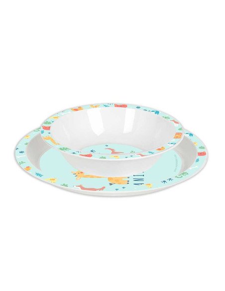 Set de Platos Cubiertos y Vaso SAFTA Preescolar "Pandi"