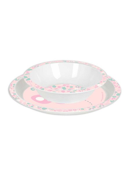 Set de Platos Cubiertos y Vaso SAFTA Preescolar "Mariposa"