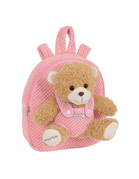 Mochila Preescolar con Osito SAFTA Rosa | Reino Escolar