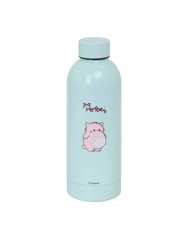 Botella Termo Acero Inoxidable 500ml Pembe "The Pink Cat" | Reino Escolar: Mochilas y Regalos