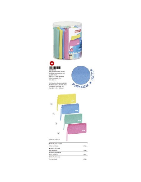 Set 12 Portatodo Planos Silicona Surtido SAFTA Silicone Glitter