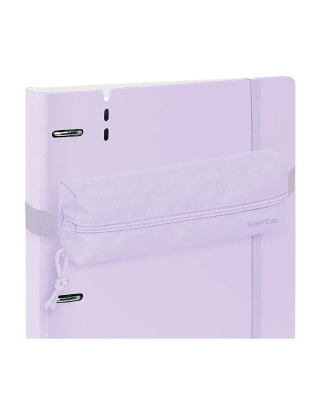 Portatodo Rectangular Con Goma Elast. 22Cm Safta "Light Purple" | Reino Escolar: Mochilas y Regalos