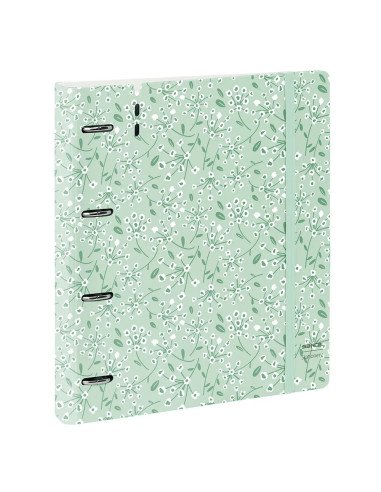 Carpeblock Pp Foam 4 Ani 35Mm Con Recambio Safta "Light Green Flowers" | Reino Escolar: Mochilas y Regalos