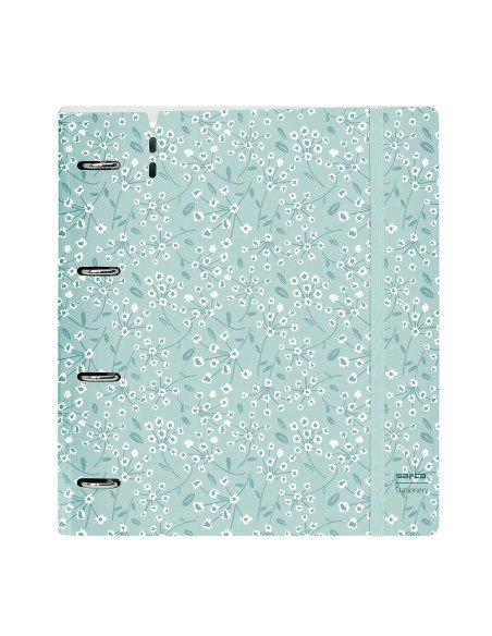Carpeblock Pp Foam 4 Ani 35Mm Con Recambio Safta "Light Blue Flowers" | Reino Escolar: Mochilas y Regalos