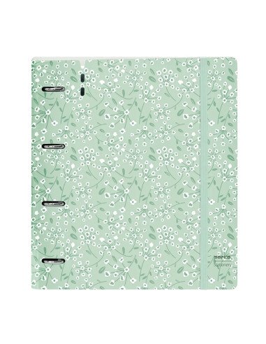 Carpeblock Pp Foam 4 Ani 35Mm Con Recambio Safta "Light Green Flowers" | Reino Escolar: Mochilas y Regalos