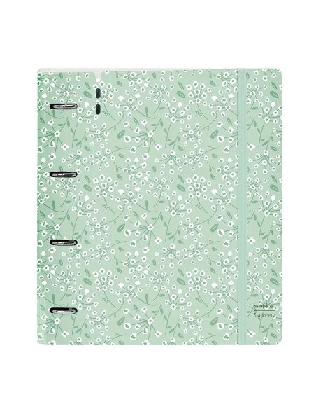 Carpeblock Pp Foam 4 Ani 35Mm Con Recambio Safta "Light Green Flowers" | Reino Escolar: Mochilas y Regalos