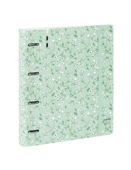 Carpeblock Pp Foam 4 Ani 35Mm Con Recambio Safta "Light Green Flowers" | Reino Escolar: Mochilas y Regalos