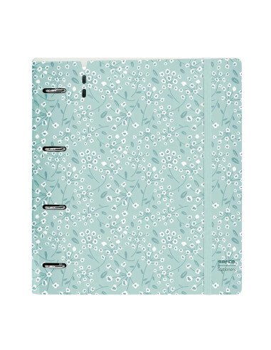 Carpeblock Pp Foam 4 Ani 35Mm Con Recambio Safta "Light Blue Flowers" | Reino Escolar: Mochilas y Regalos