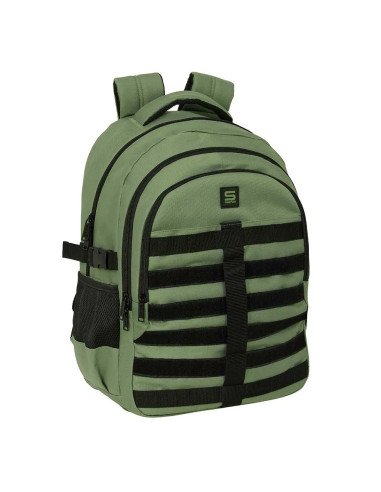 Mochila Cross Doble Safta Verde | Reino Escolar: Mochilas y Regalos