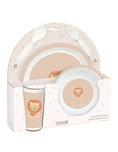 Set De Platos. Cubiertos Y Vaso Safta Preescolar "Leon" | Reino Escolar: Mochilas y Regalos