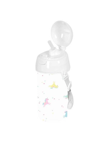 Botella 500ml Apertura Autom. Con Pajita Safta Preescolar "Unicornio" | Reino Escolar: Mochilas y Regalos