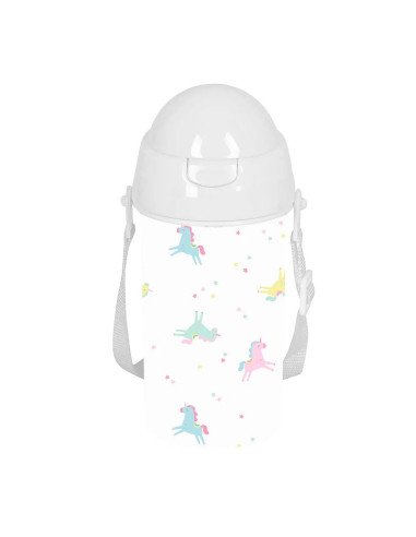Botella 500ml Apertura Autom. Con Pajita Safta Preescolar "Unicornio" | Reino Escolar: Mochilas y Regalos