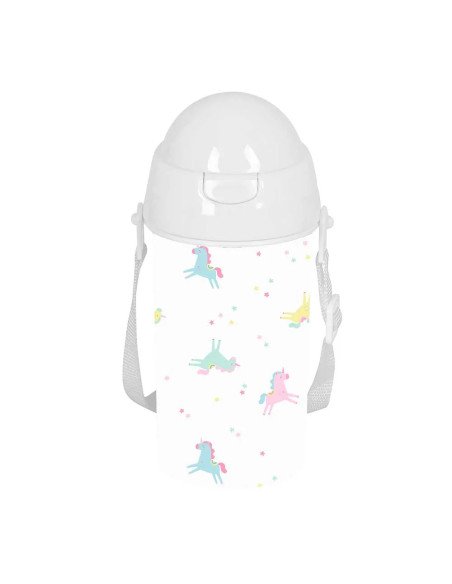 Botella 500ml Apertura Autom. Con Pajita Safta Preescolar "Unicornio" | Reino Escolar: Mochilas y Regalos