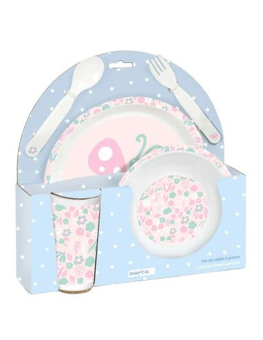 Set De Platos. Cubiertos Y Vaso Safta Preescolar "Mariposa" | Reino Escolar: Mochilas y Regalos