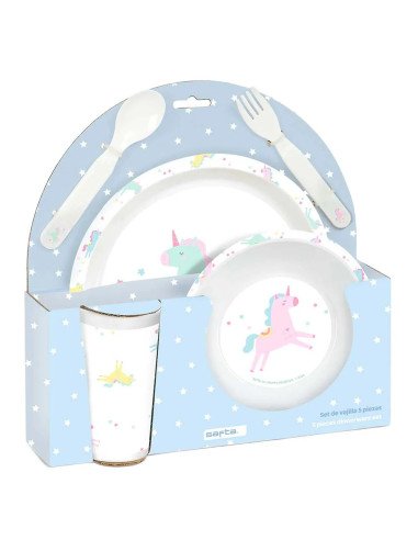 Set De Platos. Cubiertos Y Vaso Safta Preescolar "Unicornio" | Reino Escolar: Mochilas y Regalos