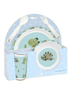Set De Platos. Cubiertos Y Vaso Safta Preescolar "Dinos" | Reino Escolar: Mochilas y Regalos