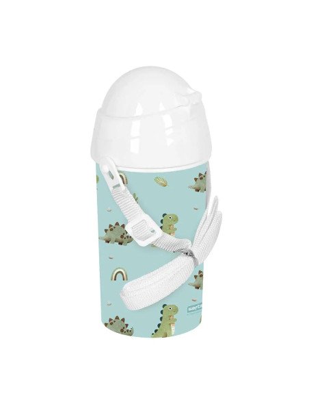 Botella 500ml Apertura Autom. Con Pajita Safta Preescolar "Dinos" | Reino Escolar: Mochilas y Regalos