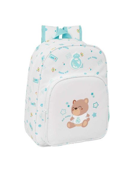 Mochila Infantil Adaptable a Carro Real Madrid Preescolar Blanca | Reino Escolar: Mochilas y Regalos