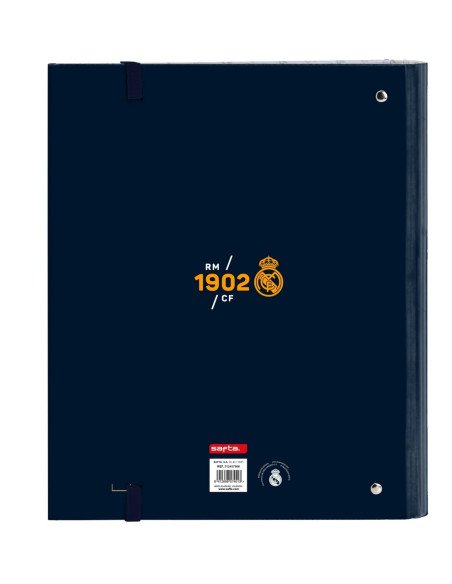 Carpeta 4 Anillas De 35Mm Con Recambio A4 100 Hojas Con Goma Y 5 Separadores Real Madrid | Reino Escolar: Mochilas y Regalos